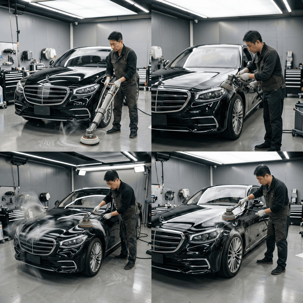 【施工事例】黒色車のスワール傷を完全除去!ポリッシャーで鏡面仕上げを実現したビフォーアフター公開|KIHCES