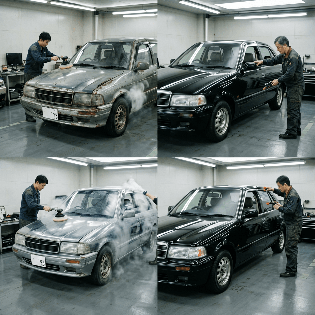 【施工事例】10年落ちの愛車が新車の輝きに!プロ用ポリッシャーで経年車塗装を完全再生した記録|KIHCES