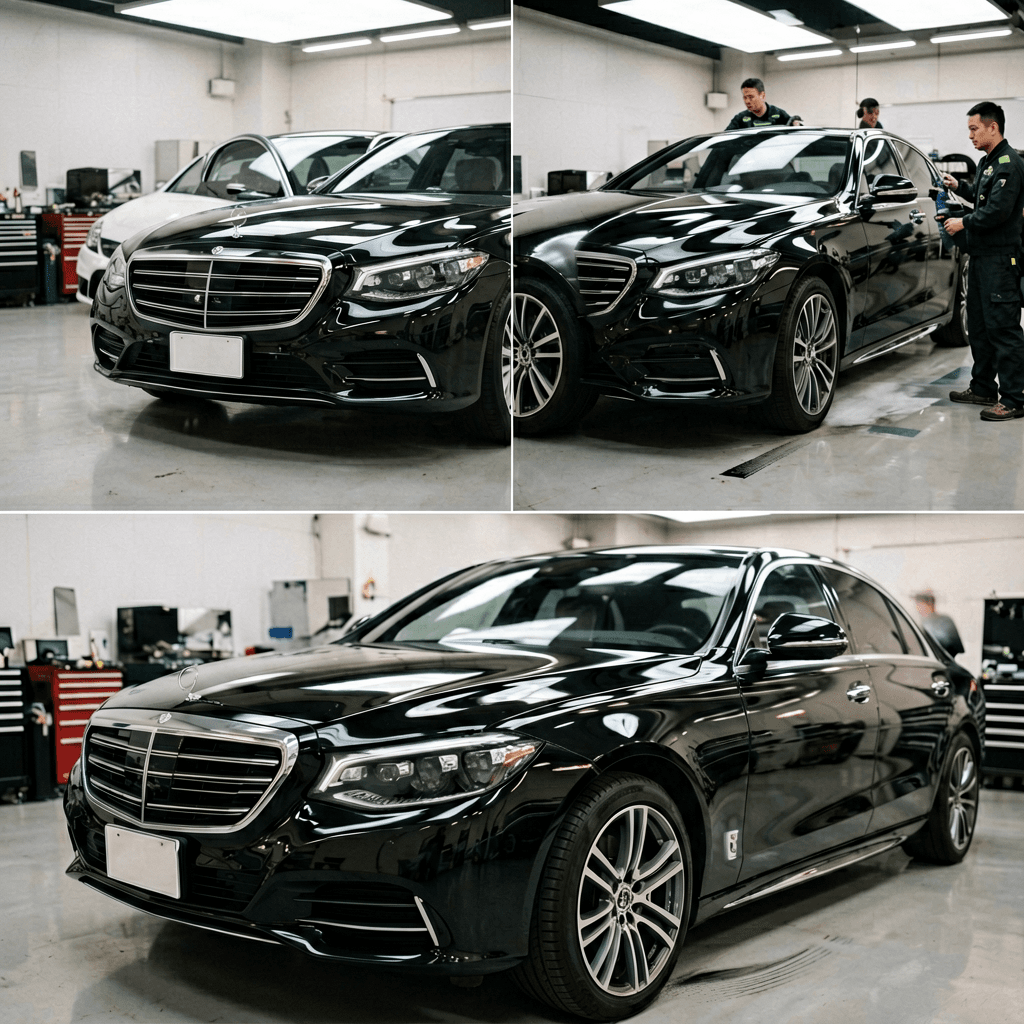 経年10年の LEXUS LS460 黒塗装はどう蘇る?KIHCES KP-1100 Pro で実現した光沢再生の施工事例と6ステップ研磨法|施工事例