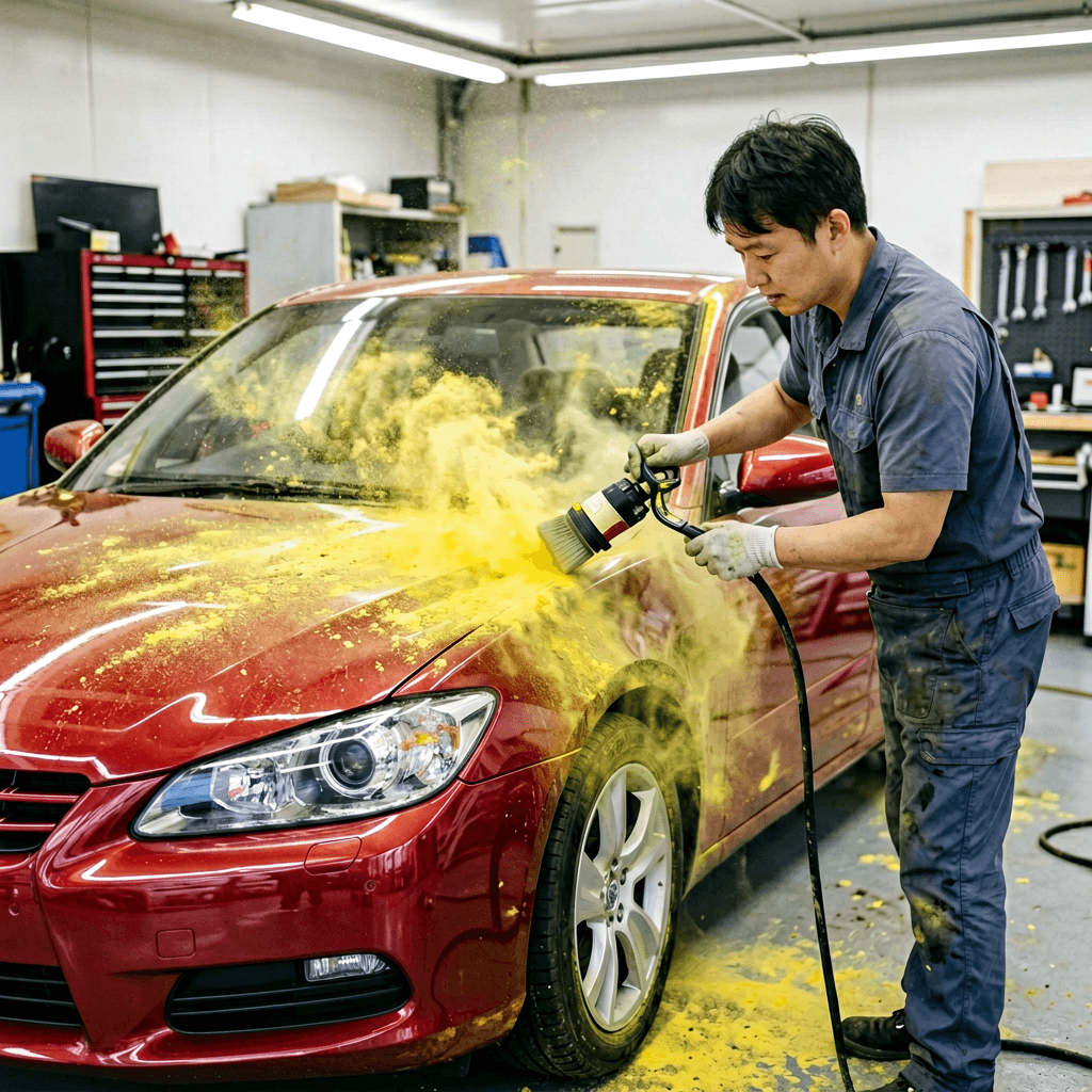 花粉はどう塗装を悪化させるのか?72時間ルールとKIHCES KP-1100 Proで仕上げる軽研磨+撥水コーティング術|季節別ケア
